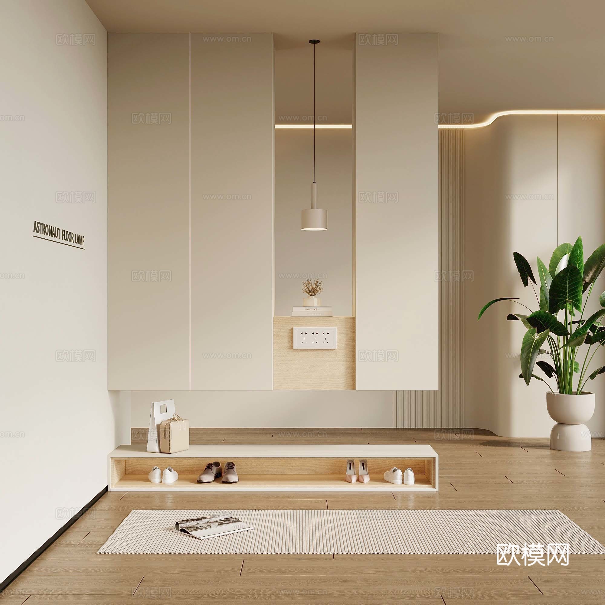07法式奶油风玄关 玄关背景3d模型