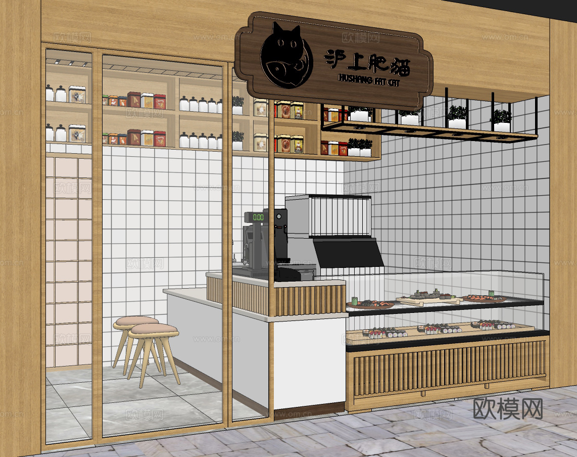 日式寿司店su模型下载