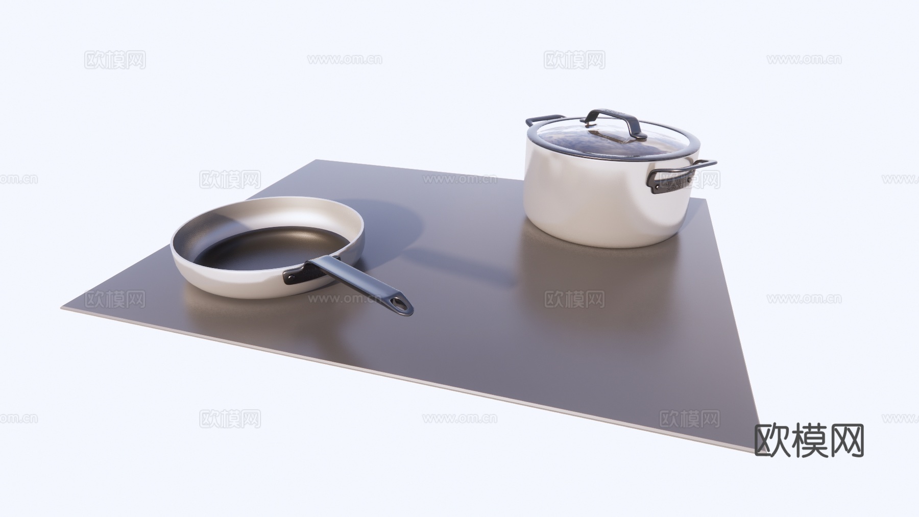 现代锅具厨房用品su模型下载