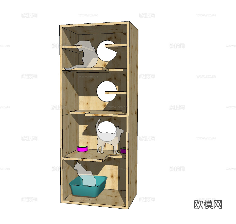 现代猫舍猫爬架su模型下载