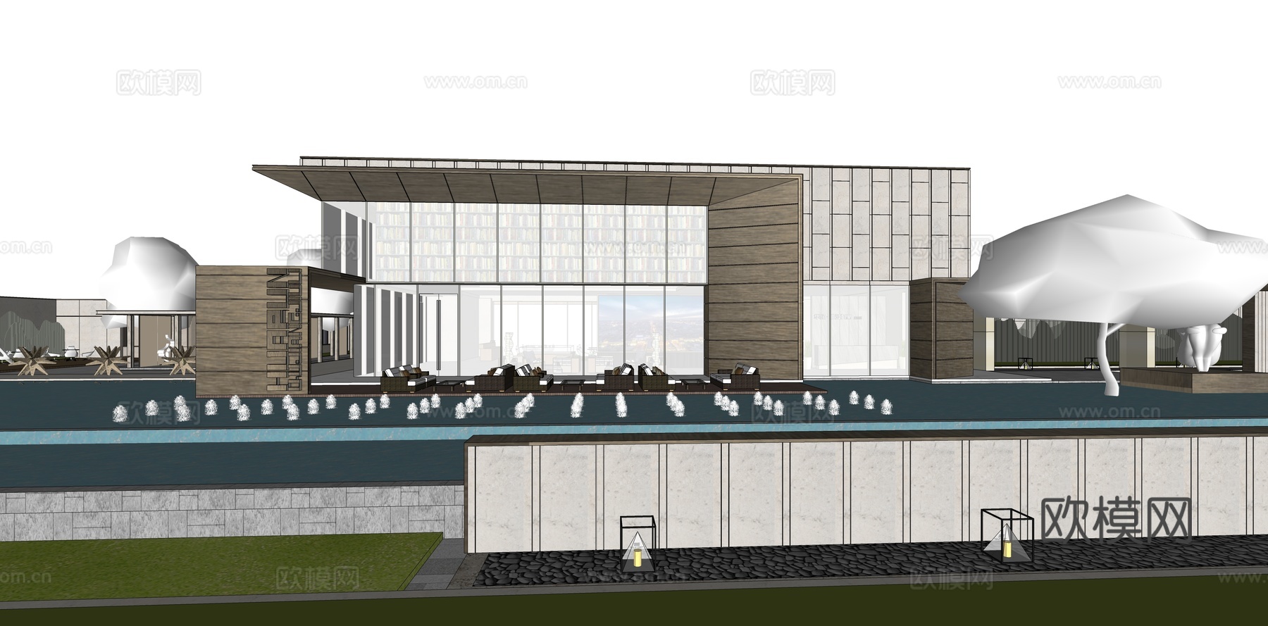 新中式售楼处su模型下载下载（渲染图3）