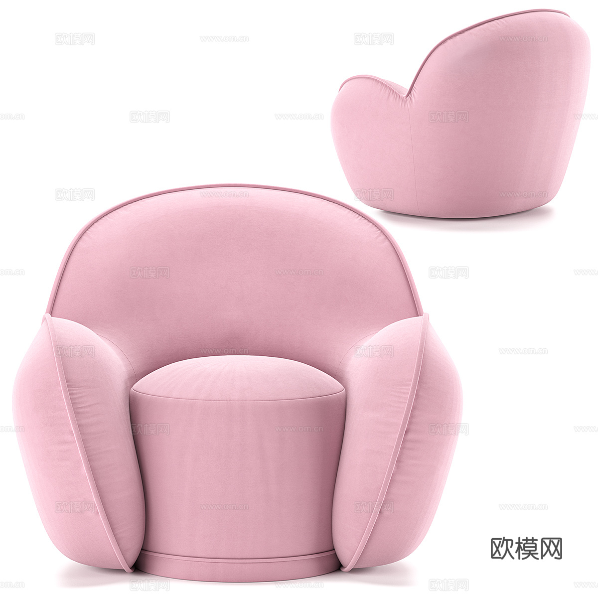现代奶油风布艺休闲沙发3d模型