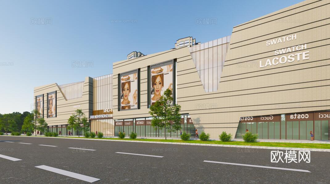 现代商业综合体建筑外观su模型下载