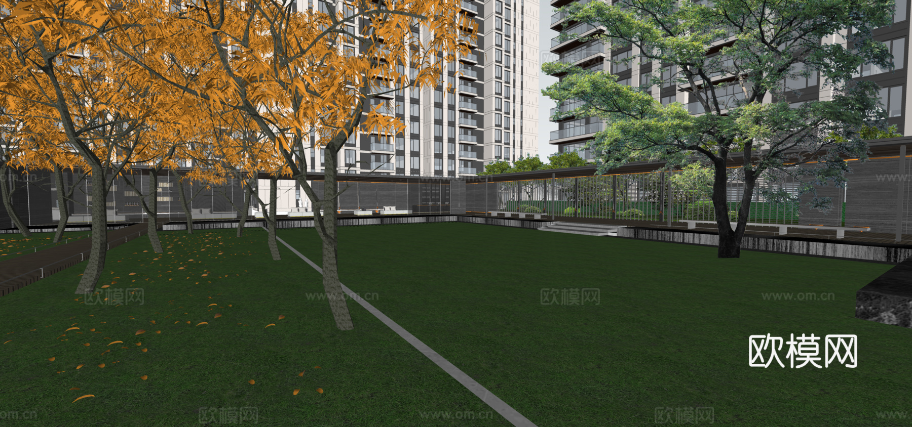 现代住宅小区外观su模型下载