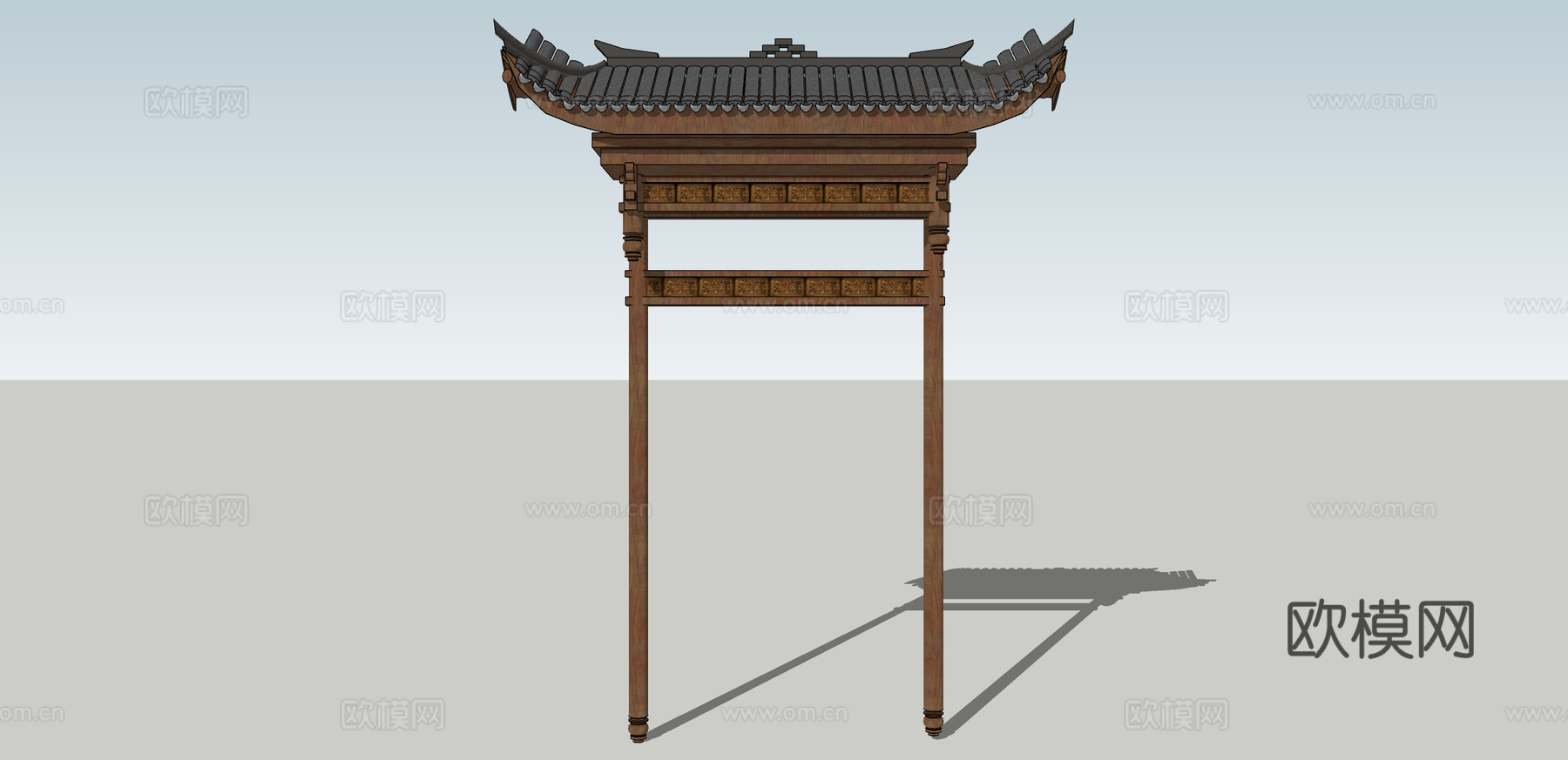 中式古建木牌楼su模型下载