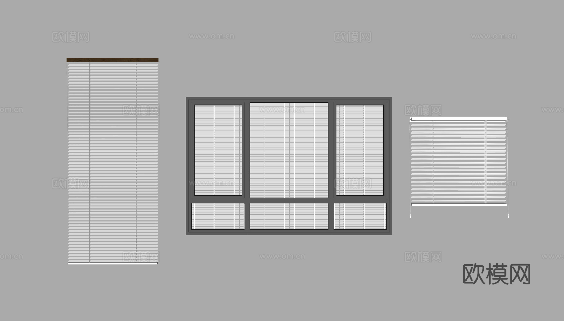 现代玻璃窗百叶帘su模型下载