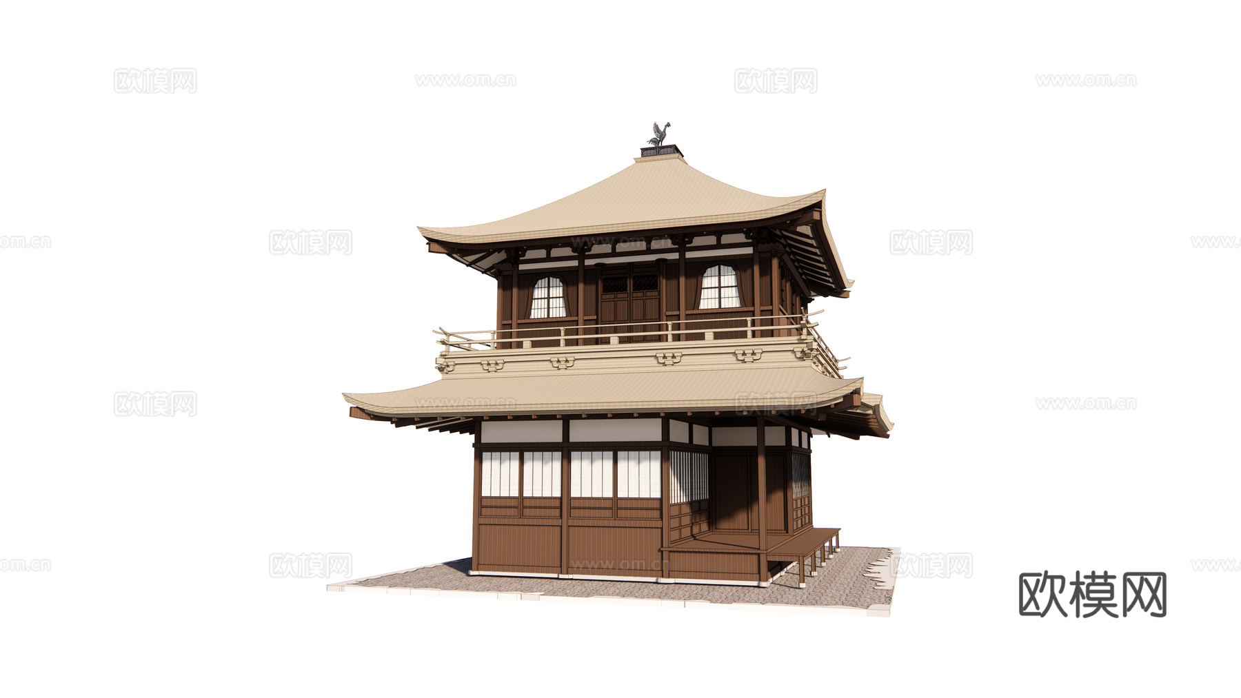 日式古建阁楼su模型下载