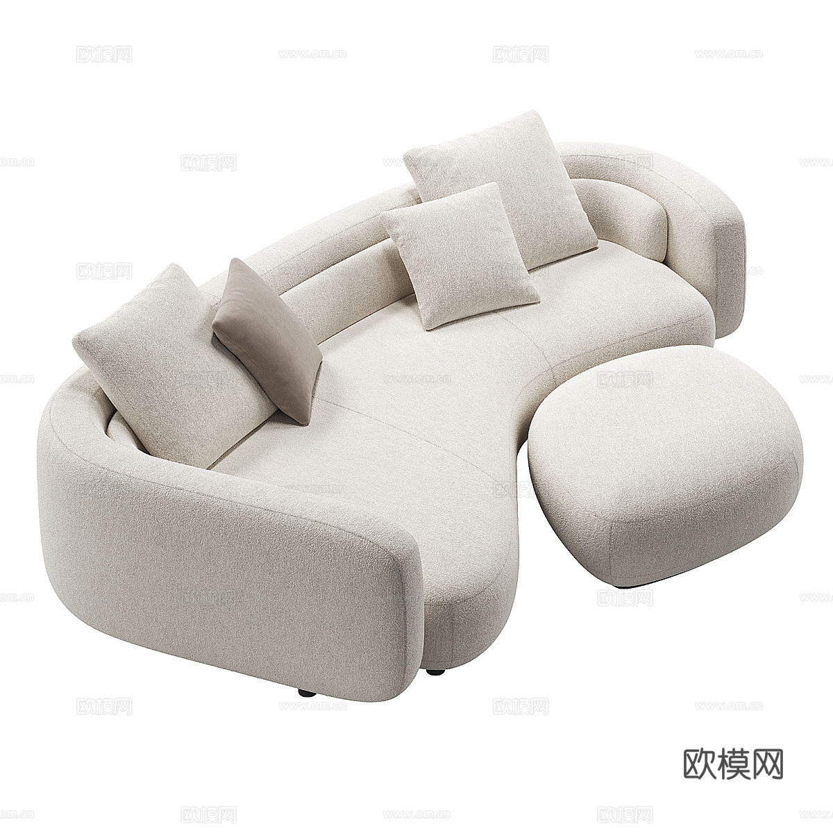 现代奶油风布艺休闲沙发3d模型