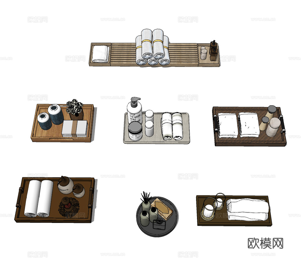 现代毛巾洗浴用品su模型下载