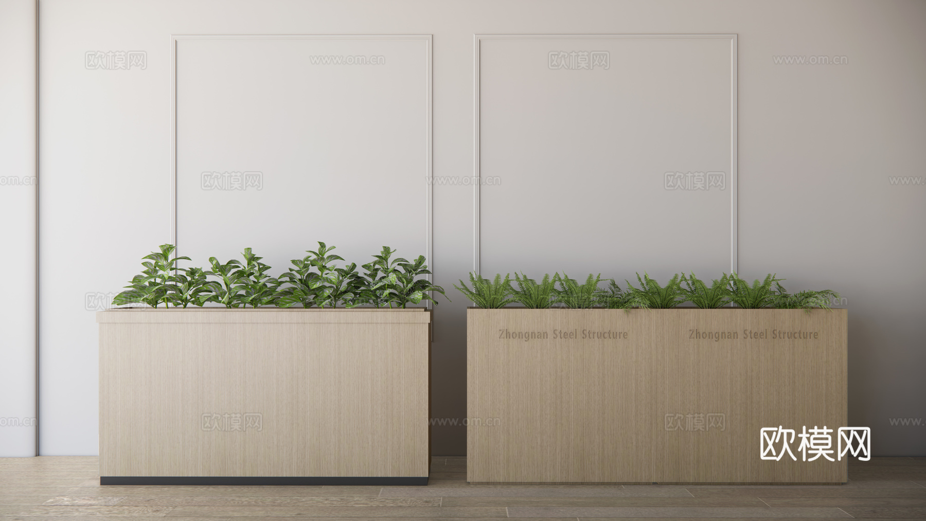 现代绿植花箱盆栽su模型下载