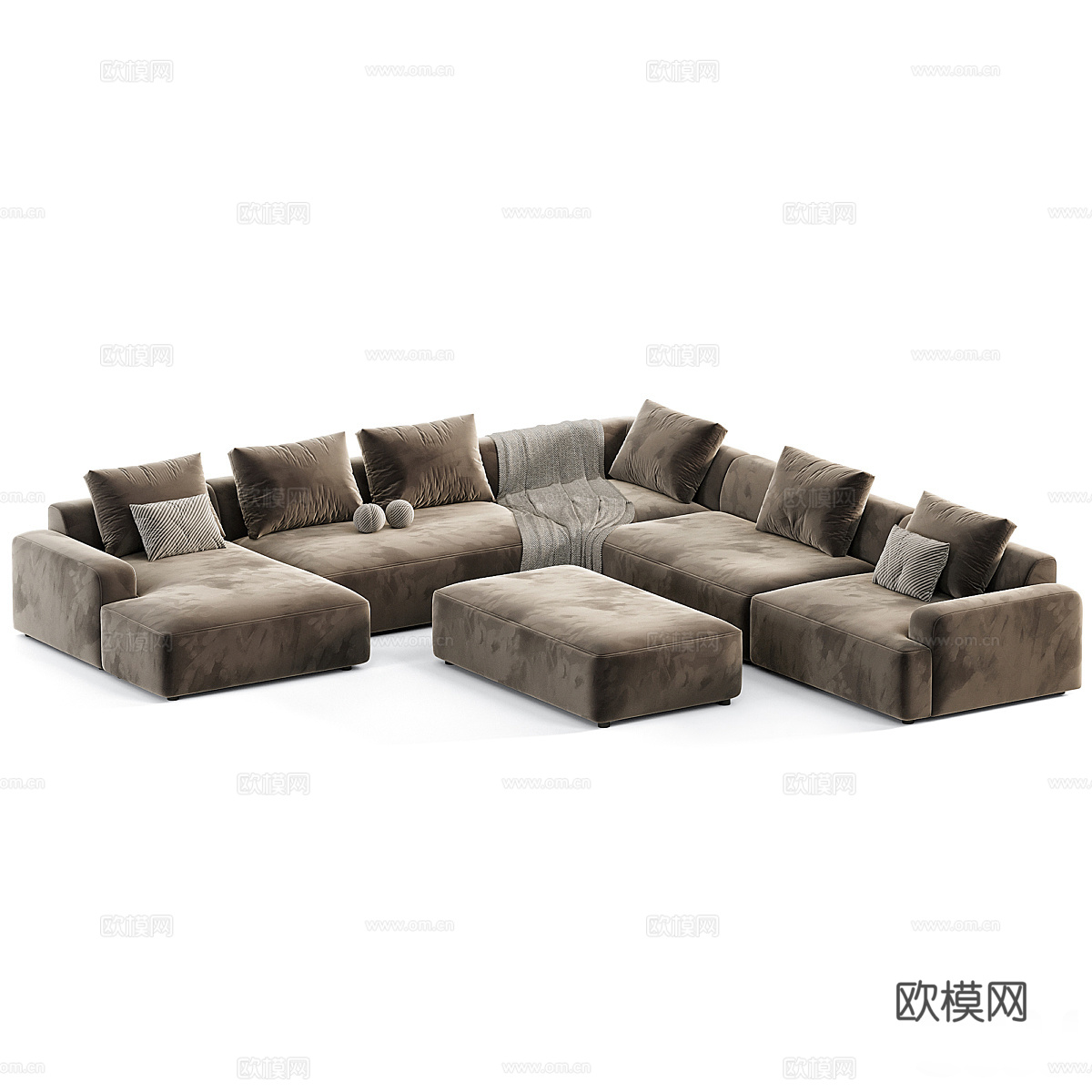 现代意式布艺组合休闲沙发3d模型