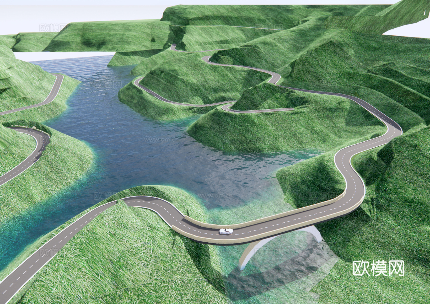 现代盘山公路su模型下载