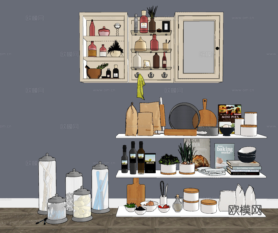 北欧调料瓶罐厨房用品su模型下载