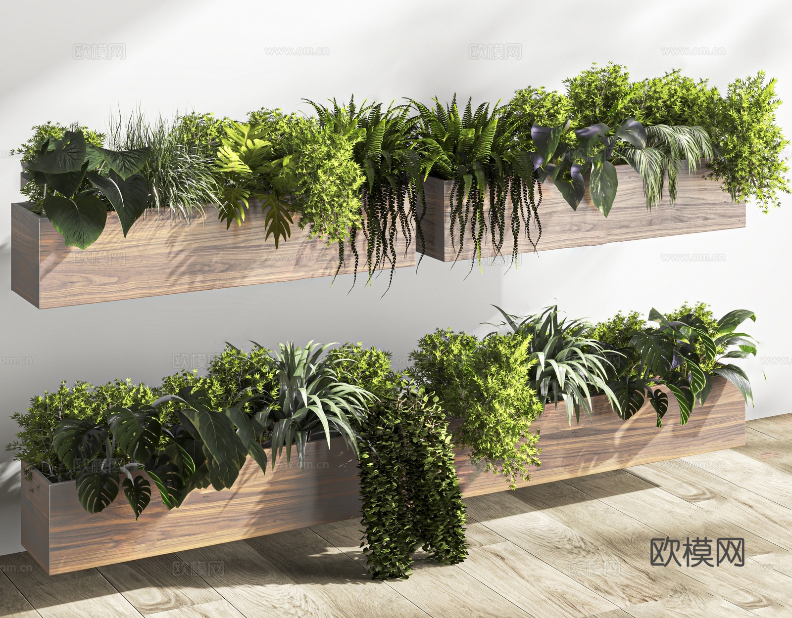 现代植物盆栽绿植花箱su模型