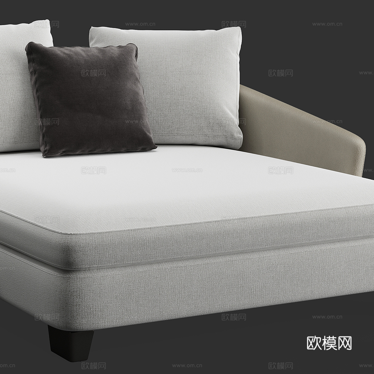 现代意式布艺皮革转角沙发3d模型
