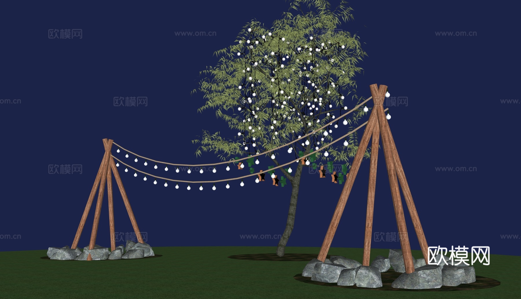 现代装饰灯露营地su模型下载