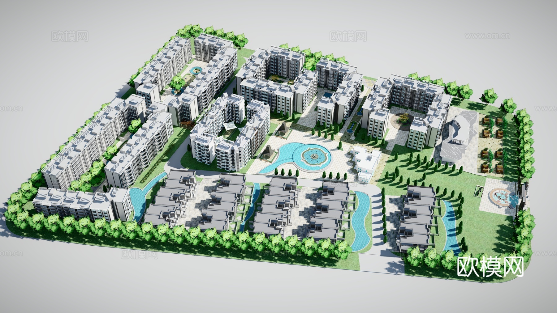 现代小区建筑外观su模型下载
