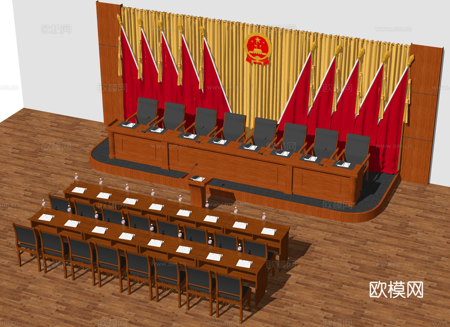现代会议桌椅su模型下载