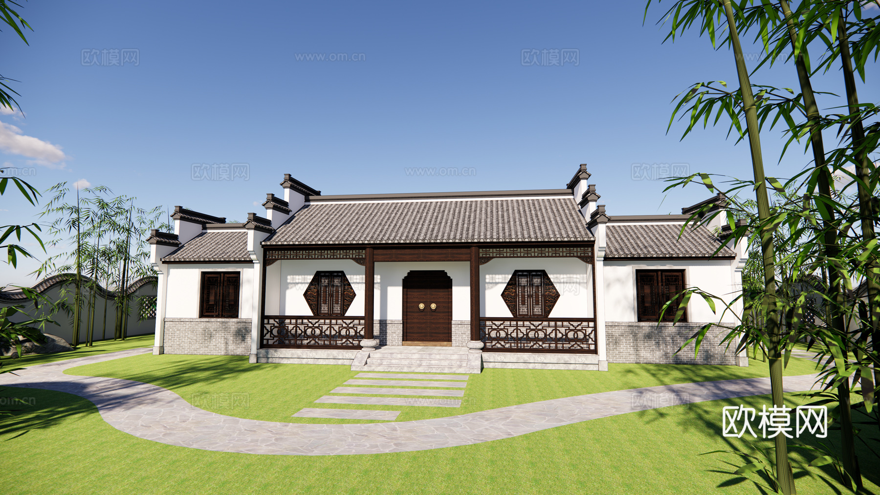 中式古建民居su模型下载