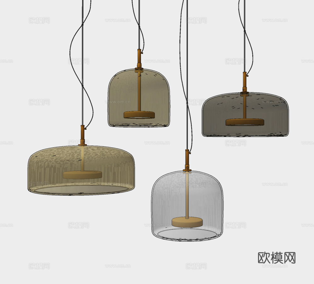 现代渐变玻璃吊灯su模型下载