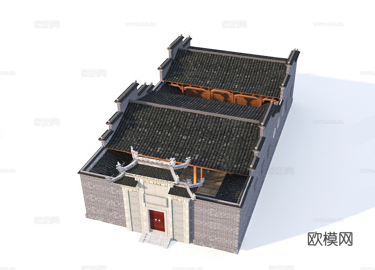 中式祠堂 祠堂建筑su模型