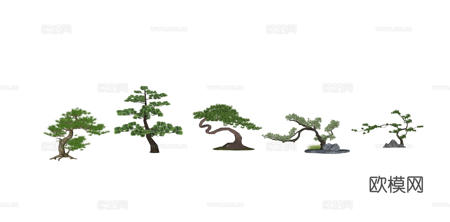 新中式景观树迎客松su模型下载