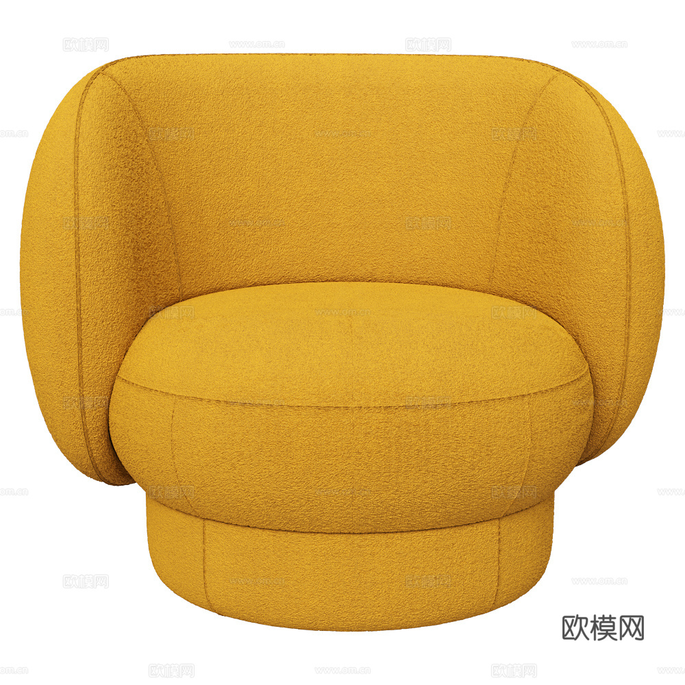 现代意式奶油风布艺沙发椅3d模型