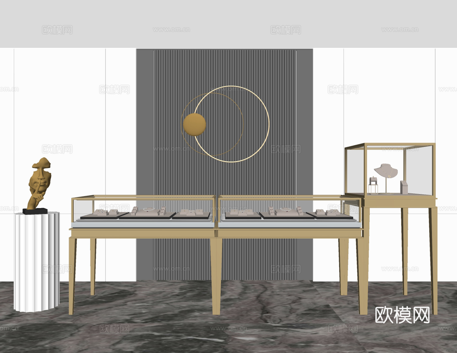 现代珠宝展示柜su模型下载