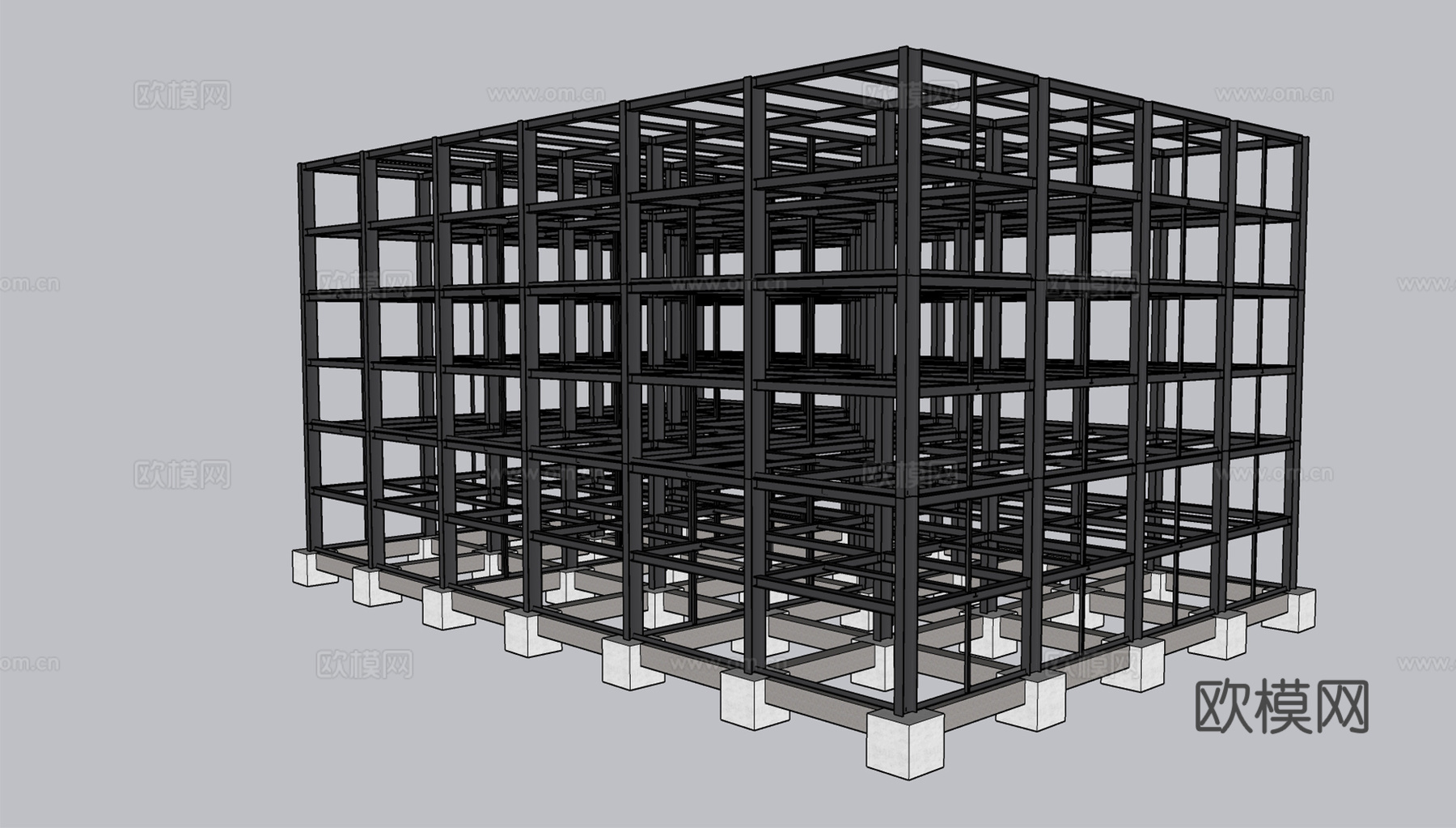 现代钢结构建筑构件su模型下载