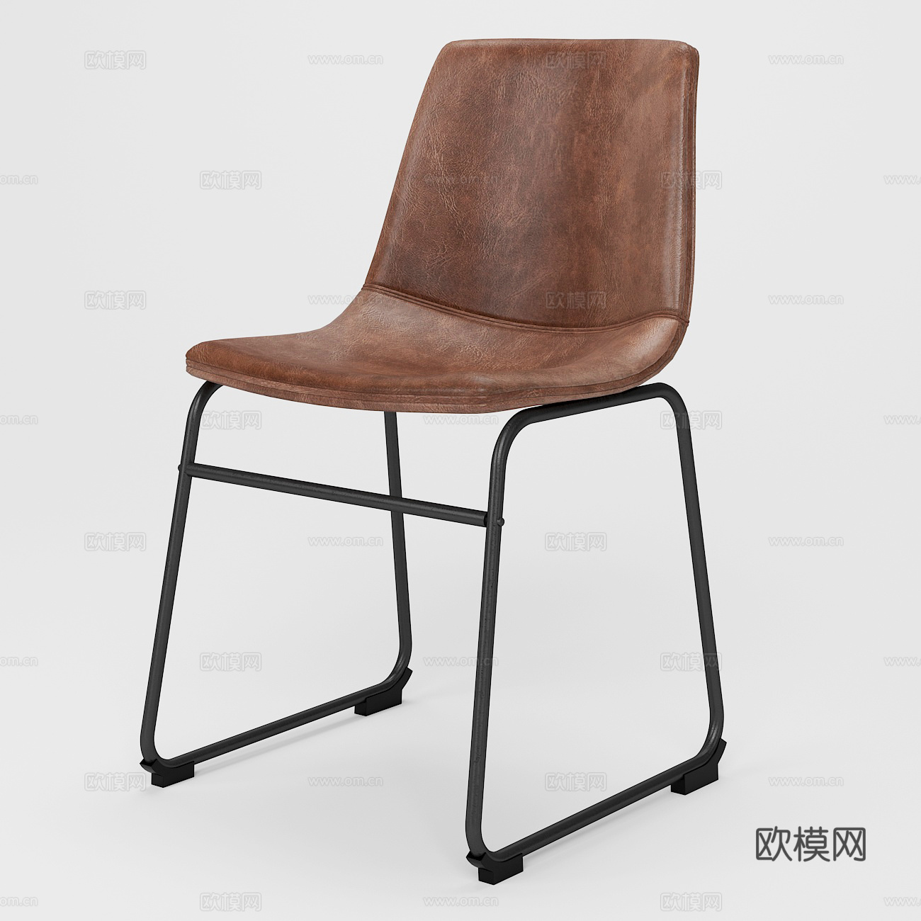 现代意式工业风餐桌椅组合3d模型