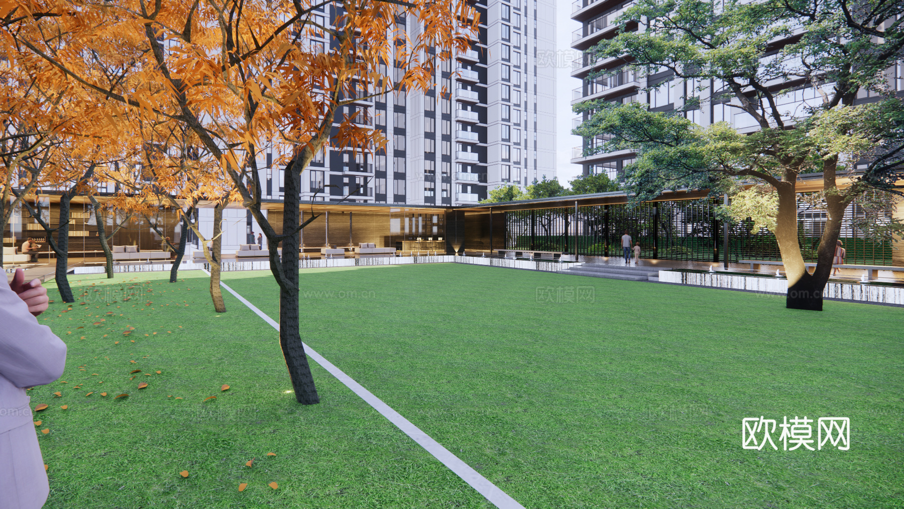现代住宅小区外观su模型下载