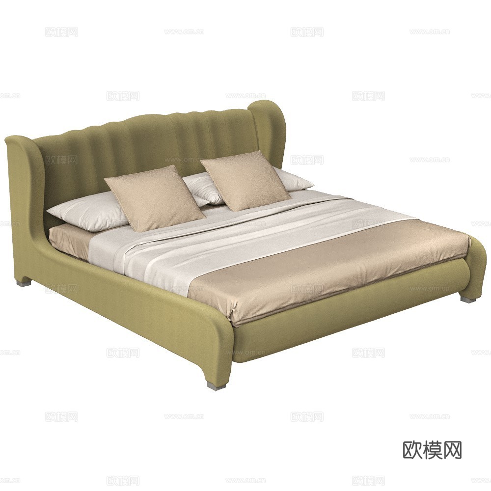 Modenese 欧式古典双人床 欧式布艺床 复古双人床3d模型
