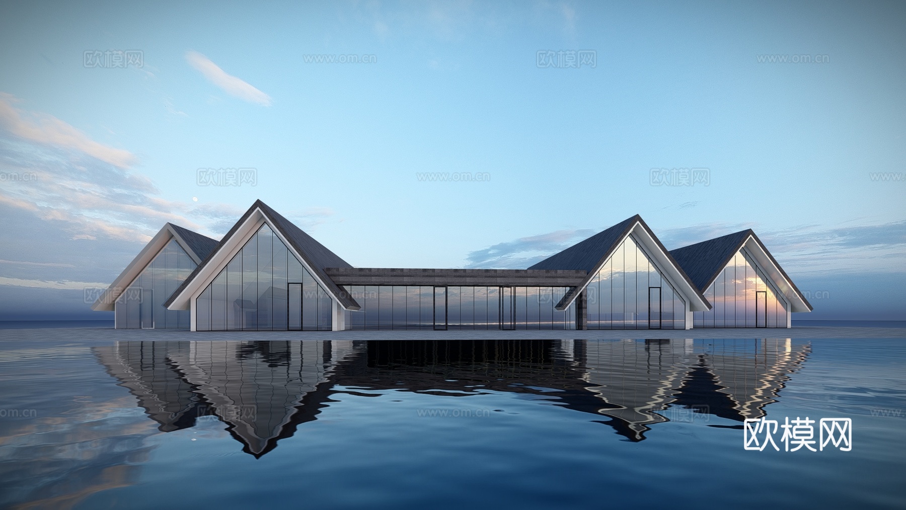 新中式售楼处建筑外观su模型下载