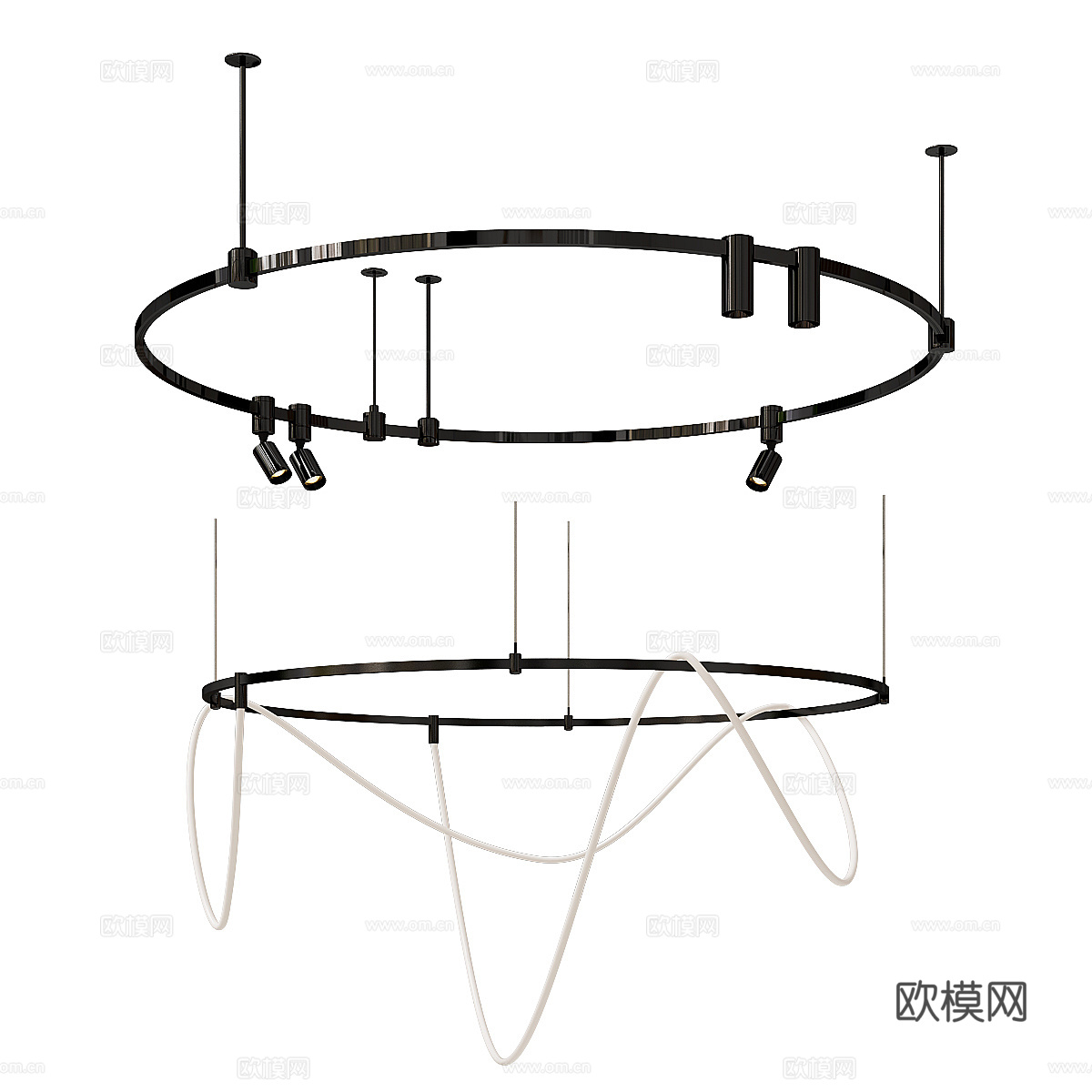 现代轻奢圆形金属装饰吊灯3d模型