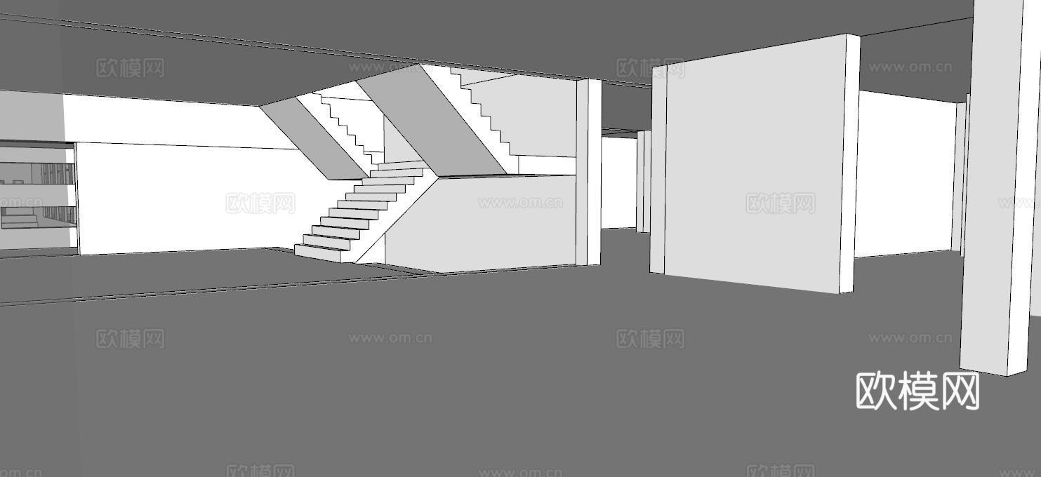 现代学校建筑外观su模型下载