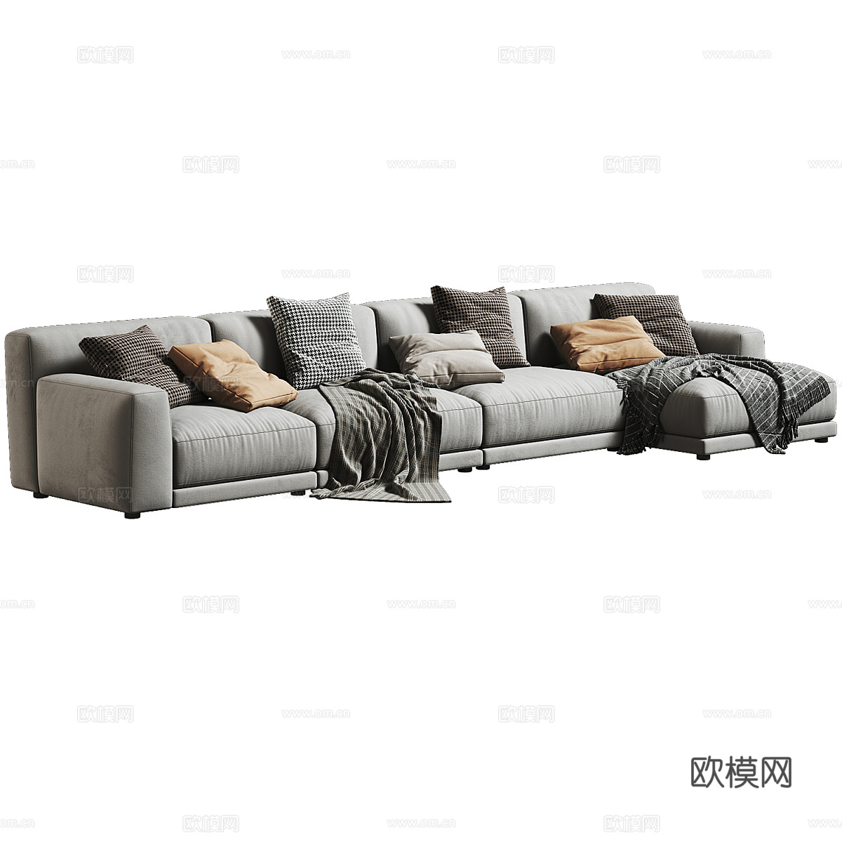 现代意式布艺转角沙发3d模型