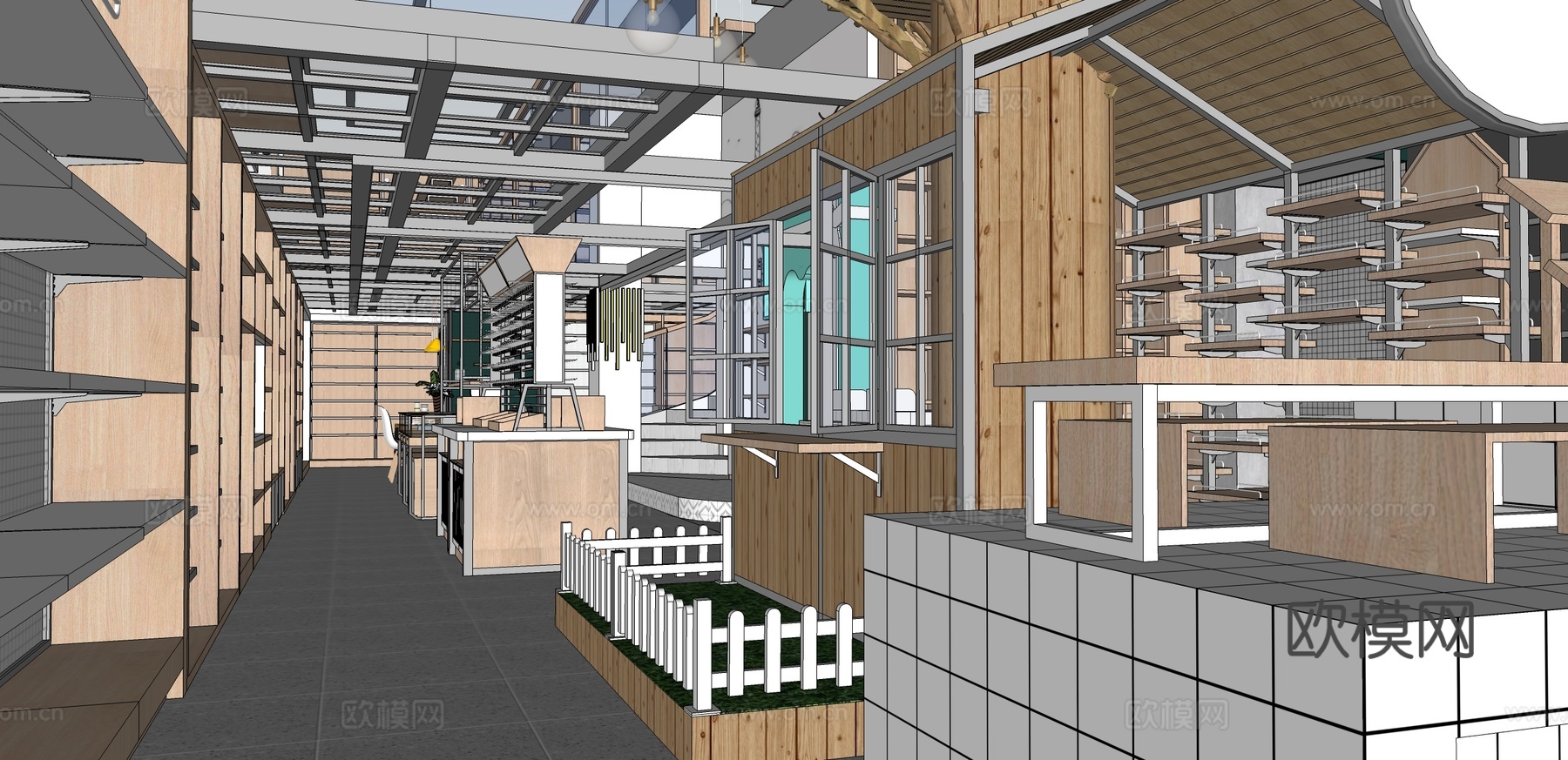 现代超市零售店su模型下载