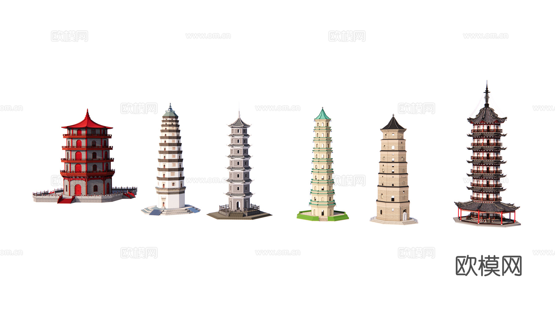 中式古建宝塔su模型下载