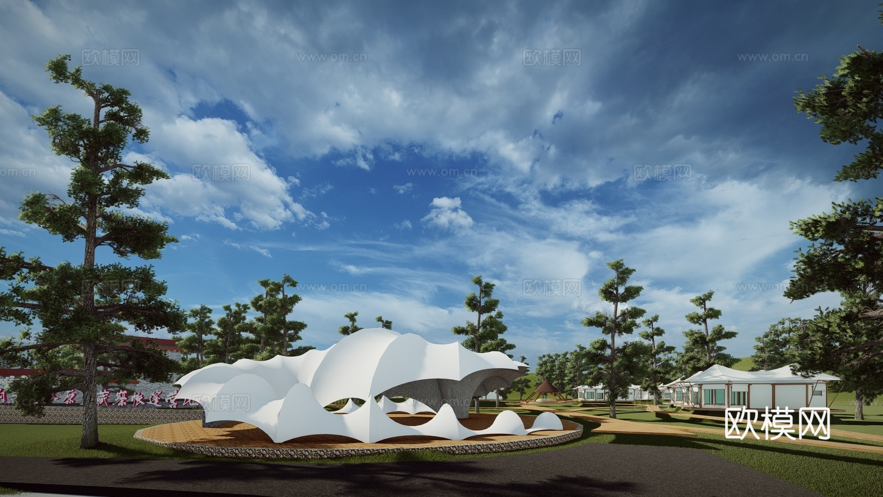 现代帐篷野餐星空营地su模型下载