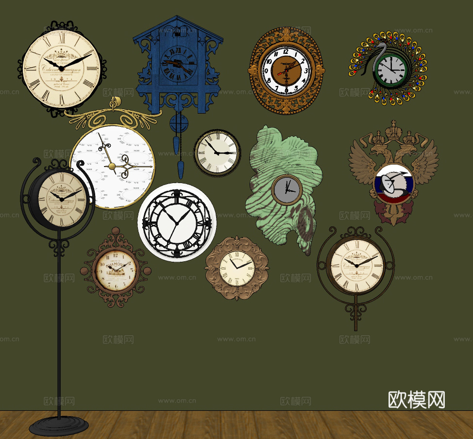 欧式挂钟su模型下载