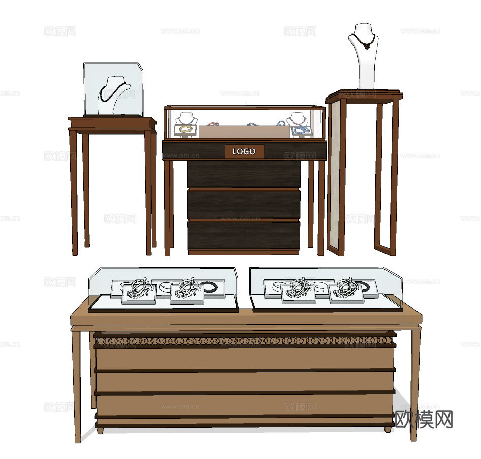 现代珠宝首饰展示柜su模型下载