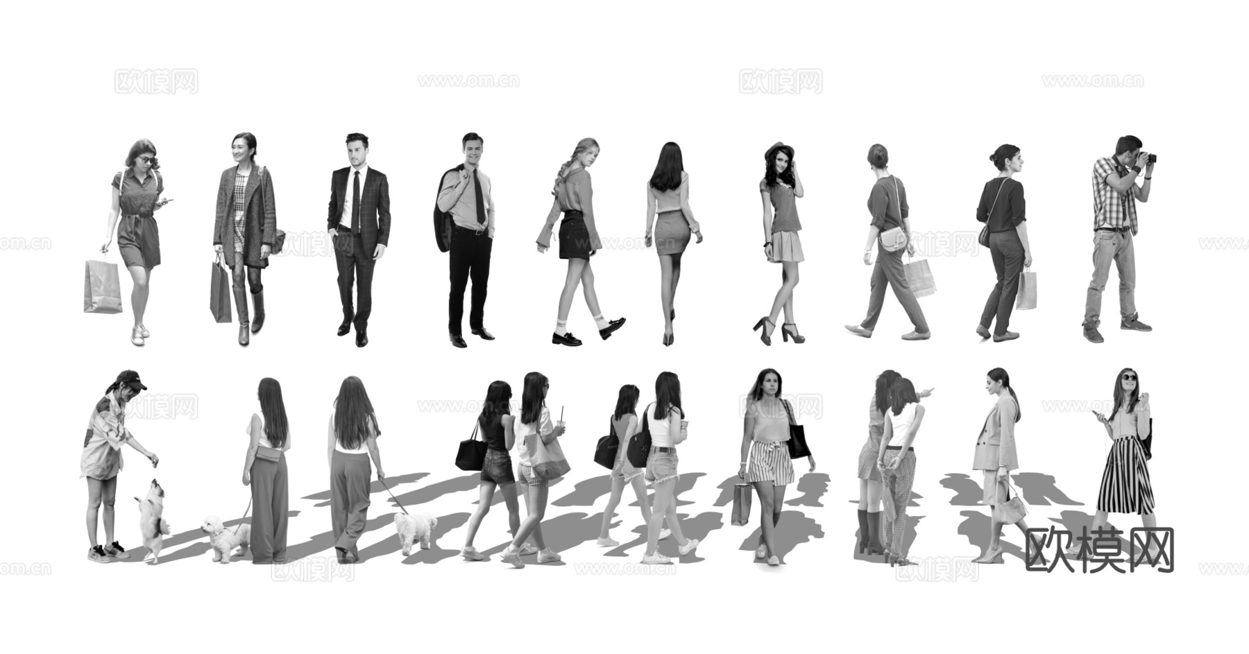 现代男人女人人物su模型下载