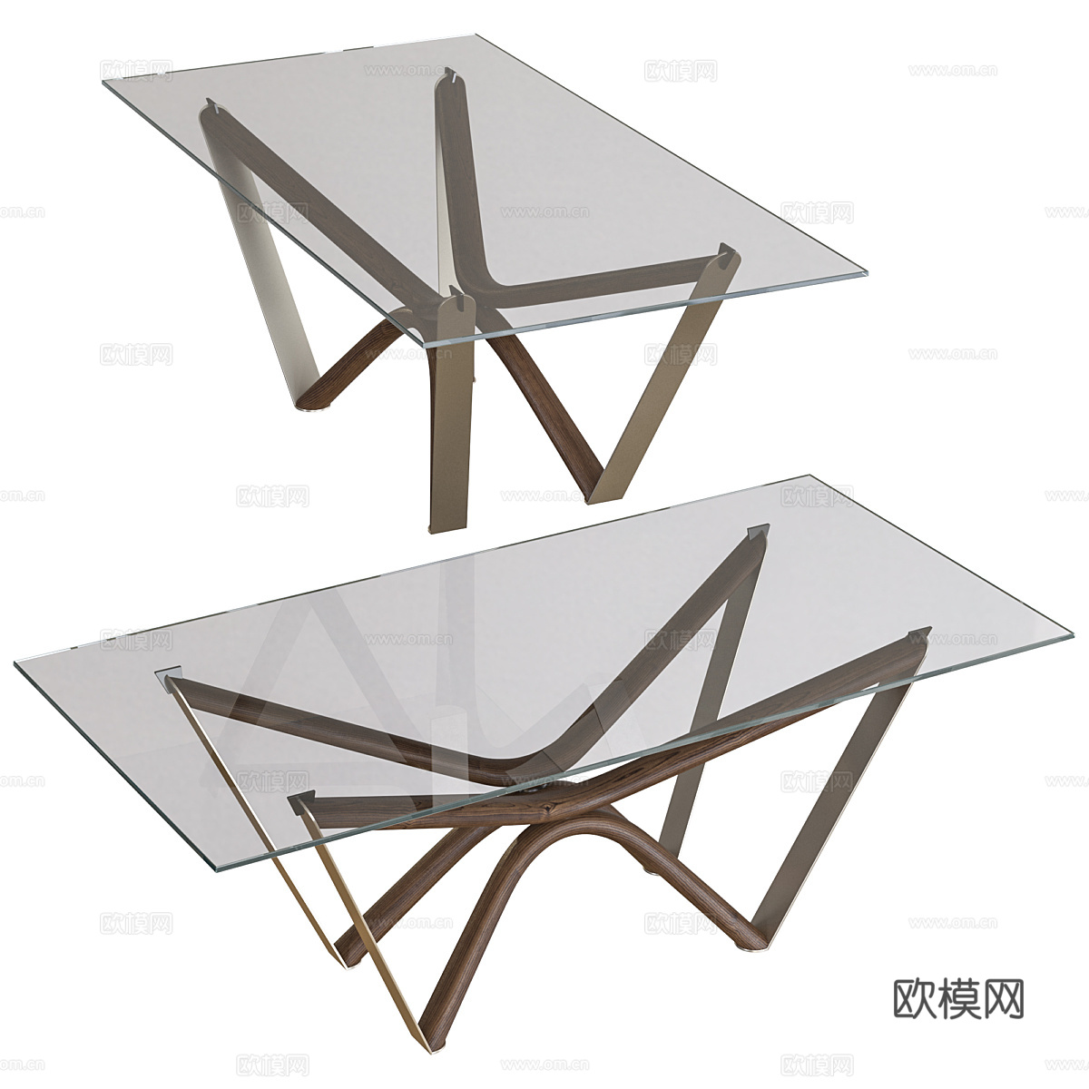 现代意式玻璃餐桌3d模型