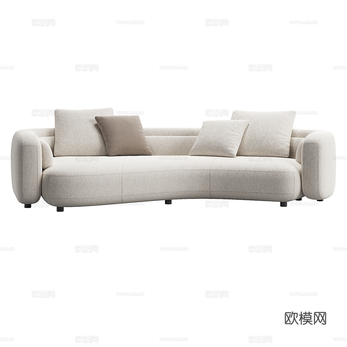 现代奶油风布艺休闲沙发3d模型