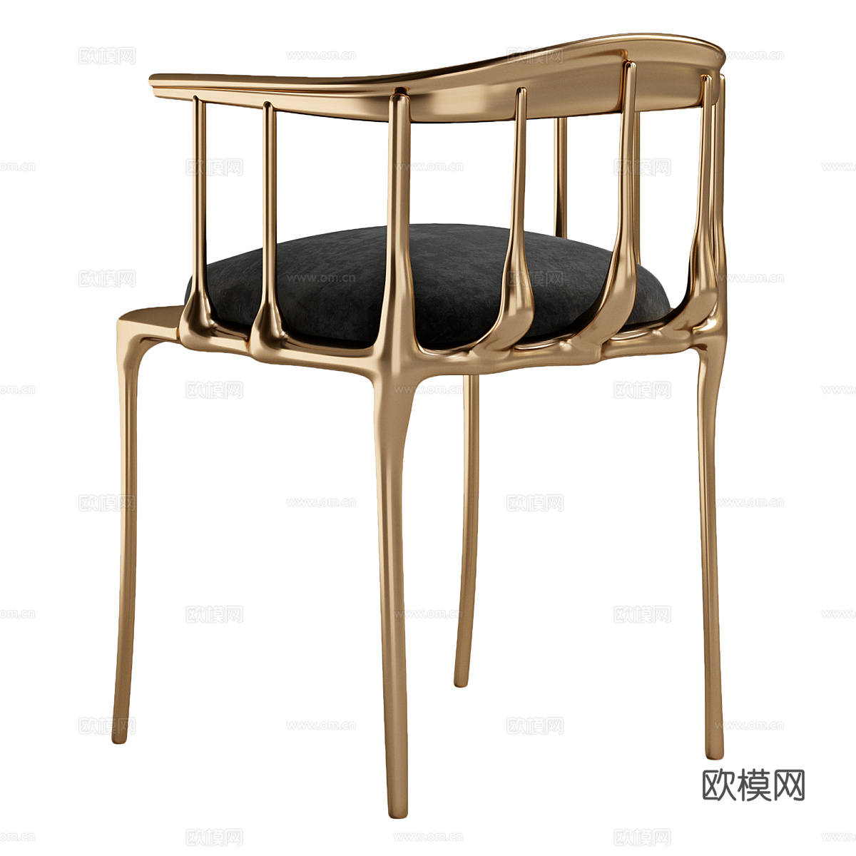 现代轻奢金属单椅3d模型