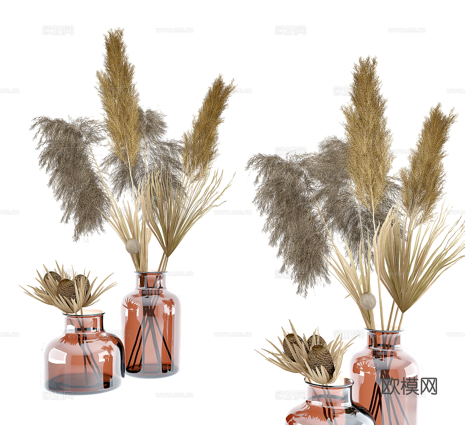 北欧芦苇花瓶插花su模型下载