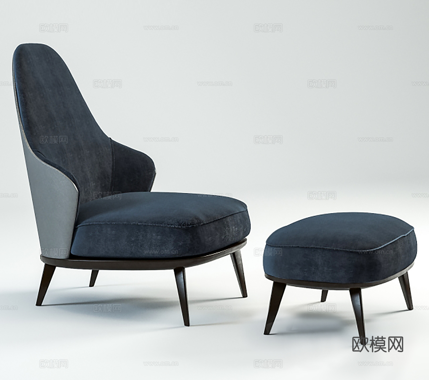 现代休闲椅 布椅  脚踏3d模型