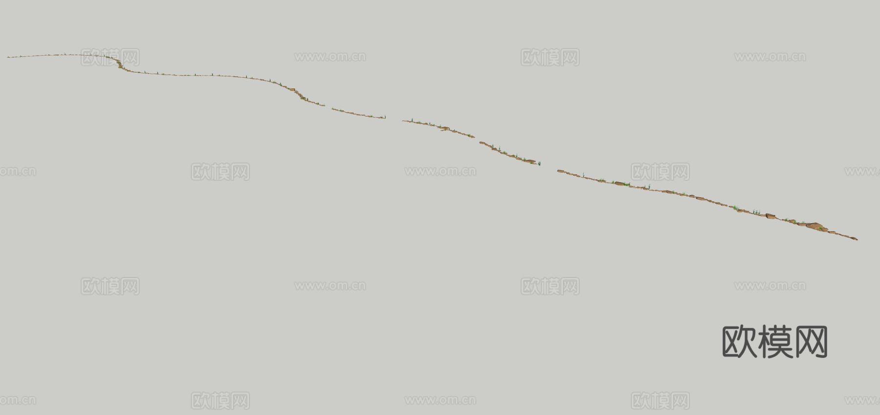 自然风石头小径su模型下载