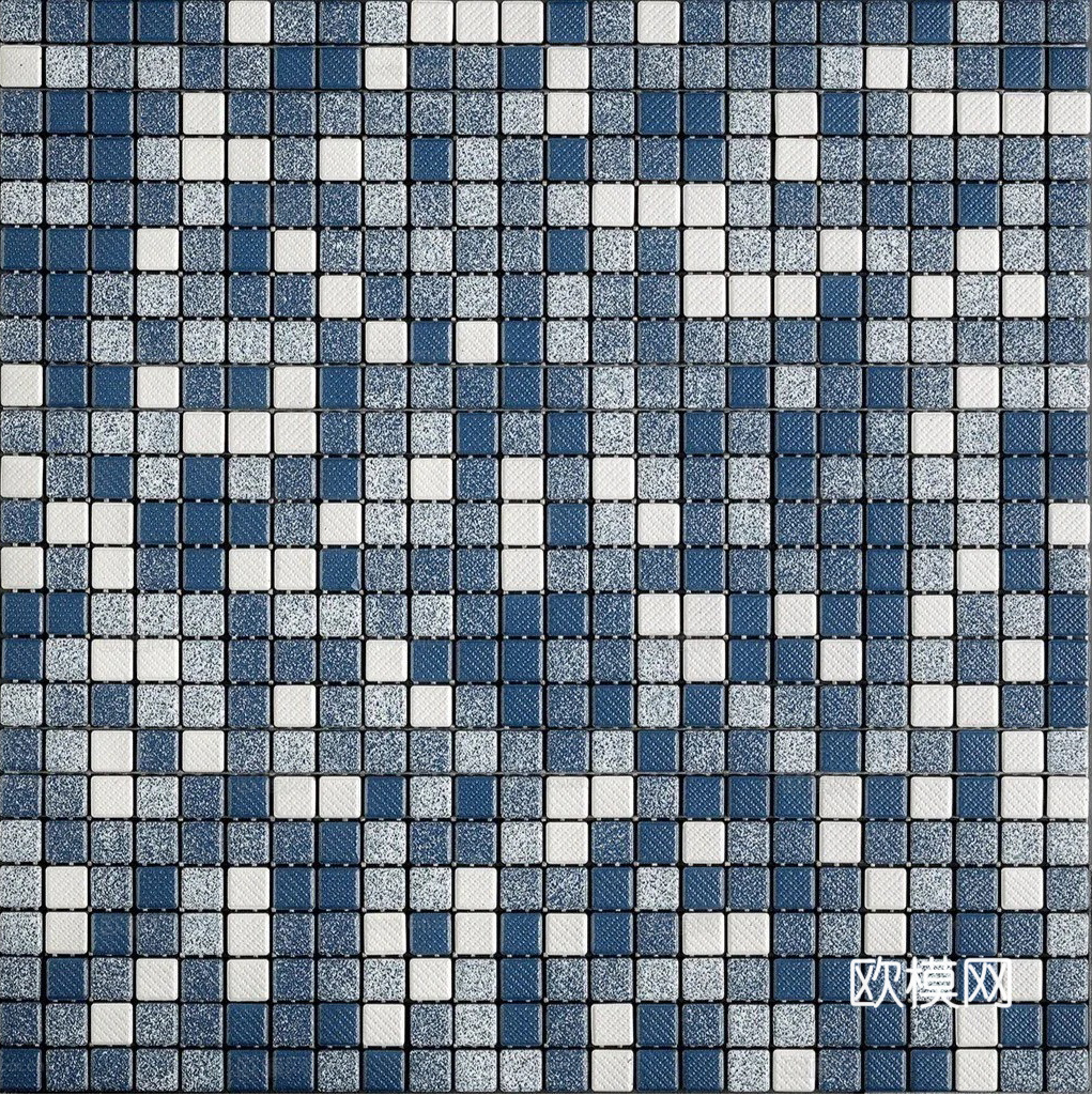 蓝色拼色方格马赛克瓷砖