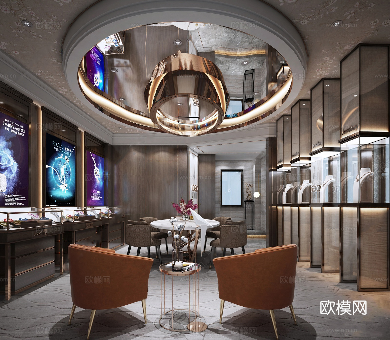 现代轻奢珠宝首饰店su模型下载